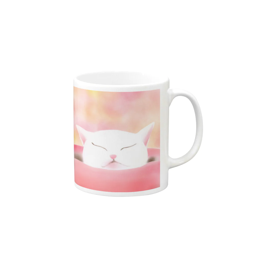 ミズノ リエ　グッズのあごのせ寝 Mug :right side of the handle