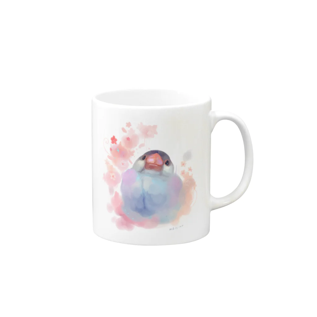 まにのの桜文鳥 Mug :right side of the handle