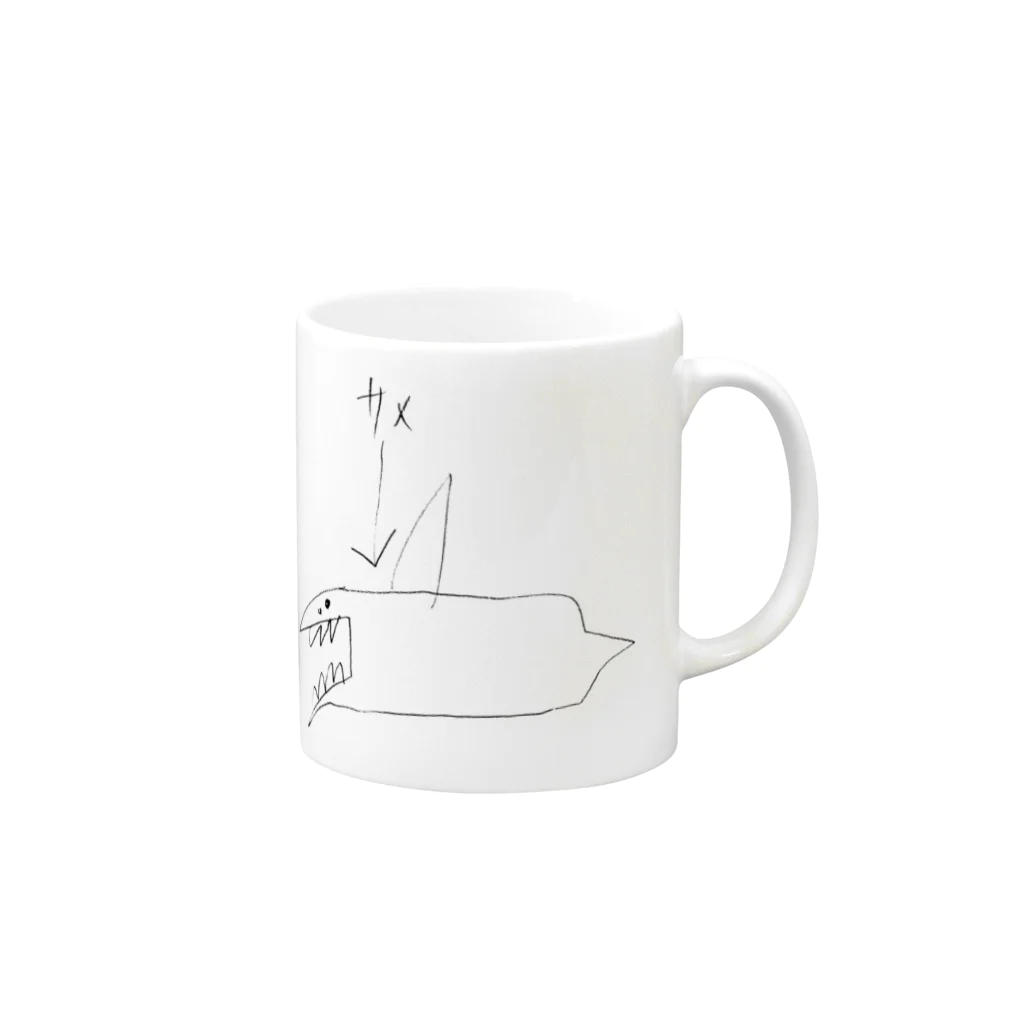 名も無き屋のサメ　鮫 Mug :right side of the handle