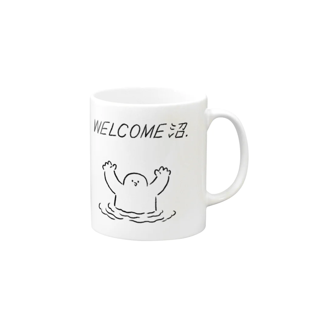 みぞぐちともやのWELCOME沼 Mug :right side of the handle