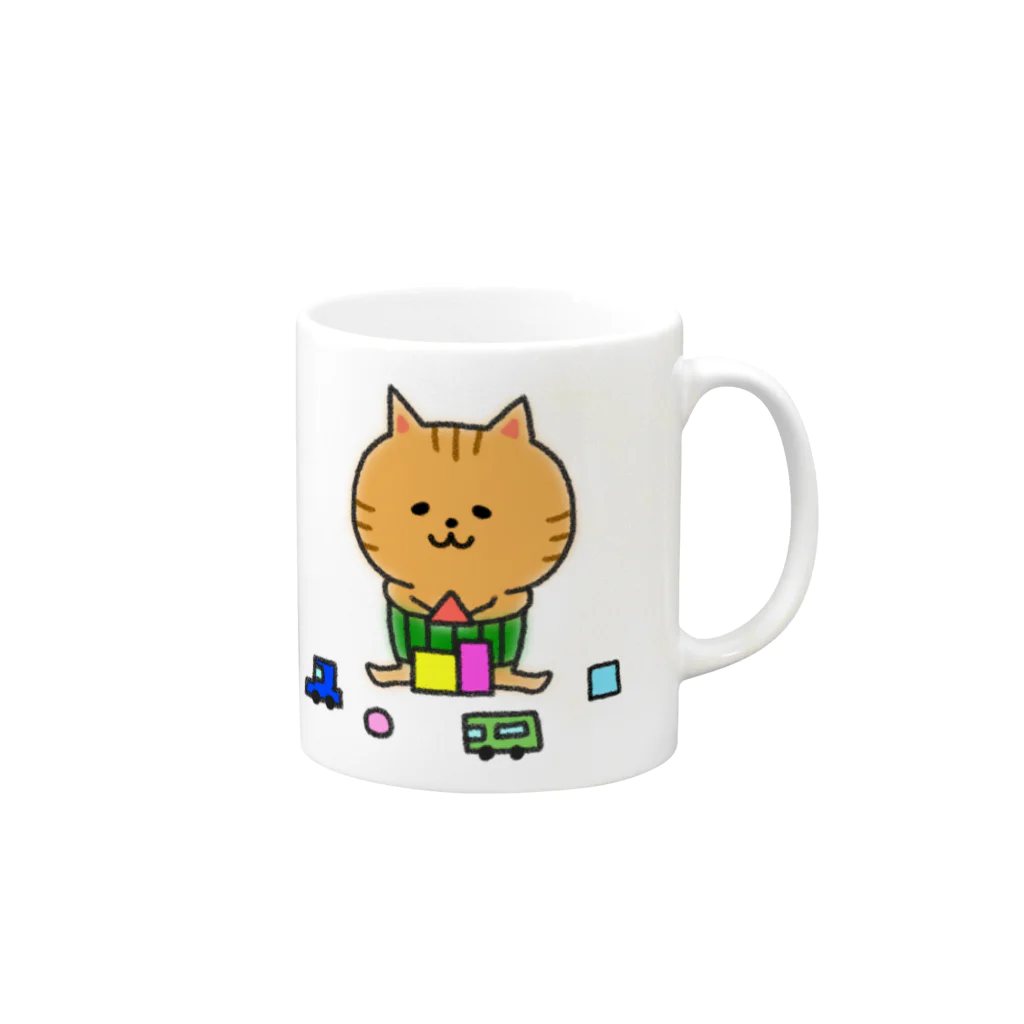 もちぱっちのはらまきにゃんこ Mug :right side of the handle