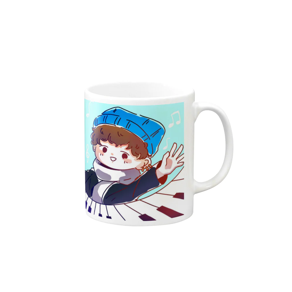 Hakurot_officialのピアノ男子 可愛いイラスト Mug :right side of the handle