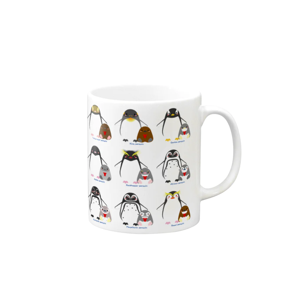 チヒロのペンギン親子たち マグカップの取っ手の右面