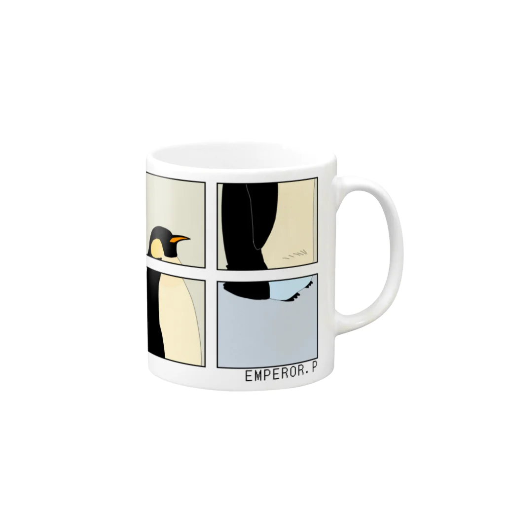 果汁４％のコウテイペンギン (ブルー) Mug :right side of the handle