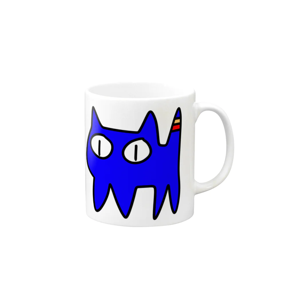 きょうは、なにをきようか。のねこですから。青 Mug :right side of the handle