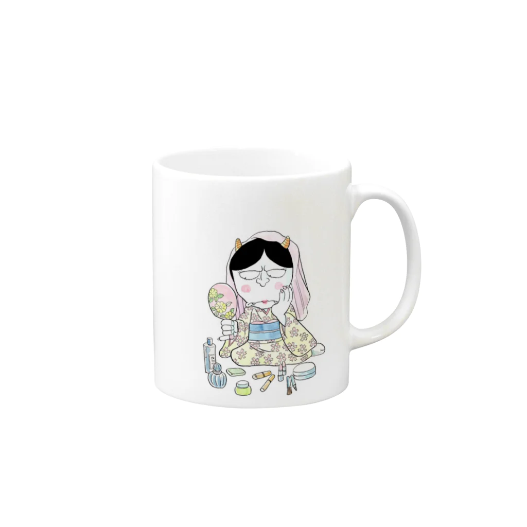 乱坊倶楽部ー妖怪部屋の妖怪　般若 Mug :right side of the handle