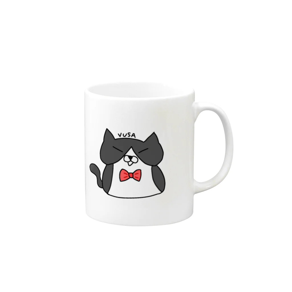 vusaNeko0530の笑顔ブサねこ Mug :right side of the handle