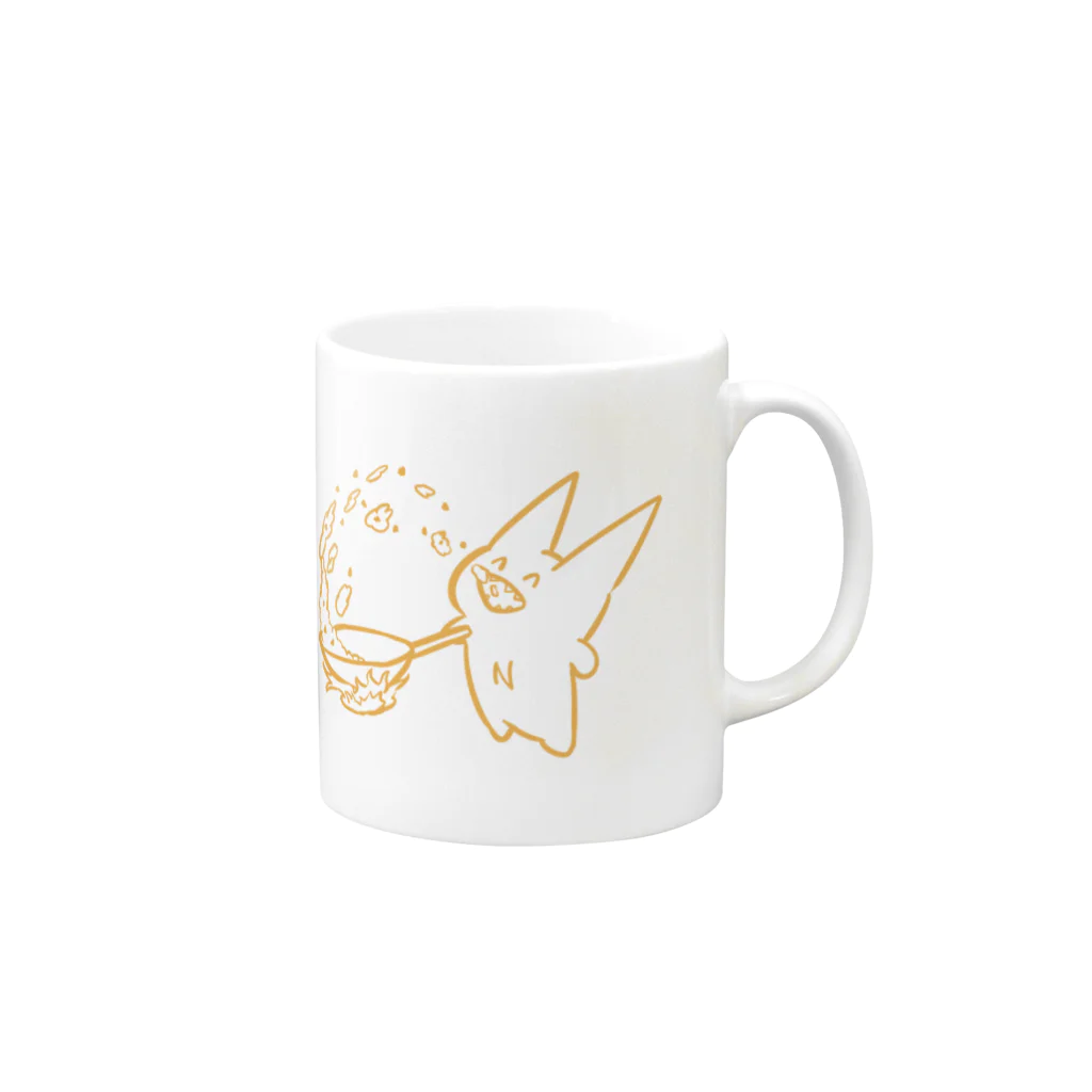 Ｎ　(・〜・）のえぬぴえんまる　ちゃーはん Mug :right side of the handle