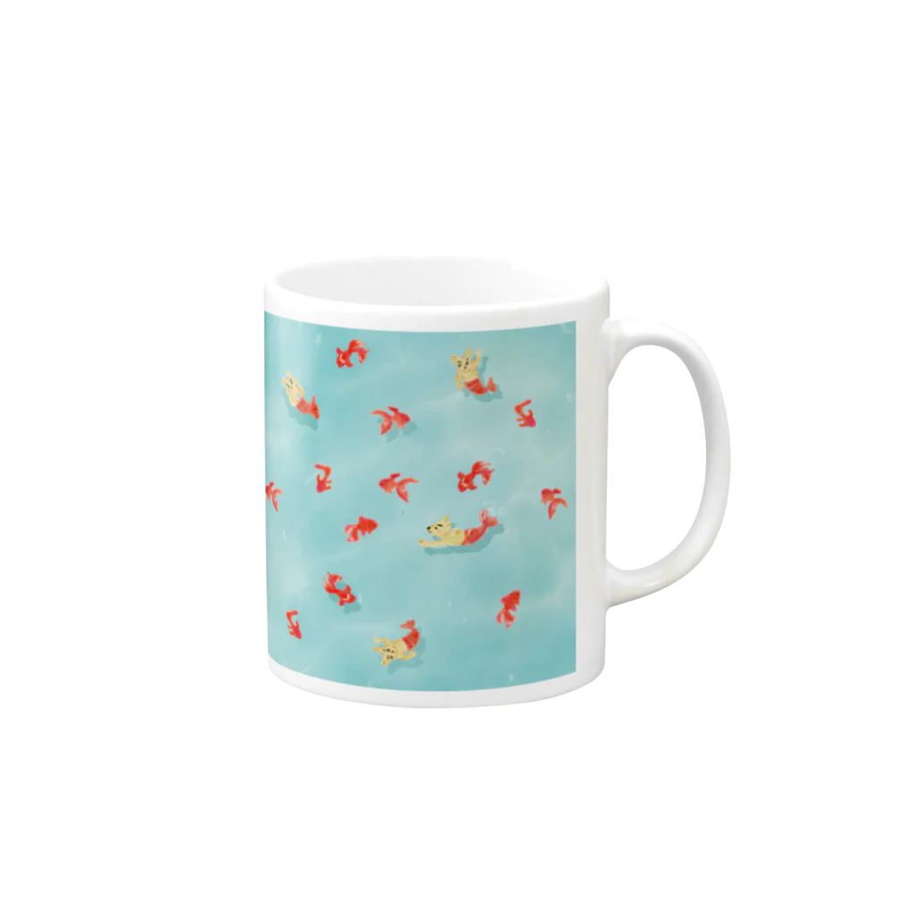 つなサポSHOPのやの犬ぷかぷか Mug :right side of the handle