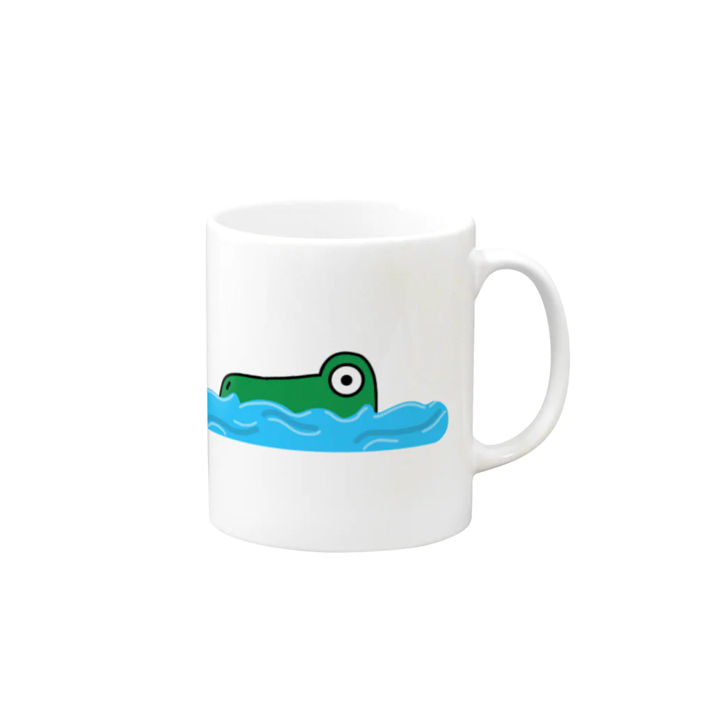 alligator_artの水面から陸の様子を伺う鰐 Mug :right side of the handle