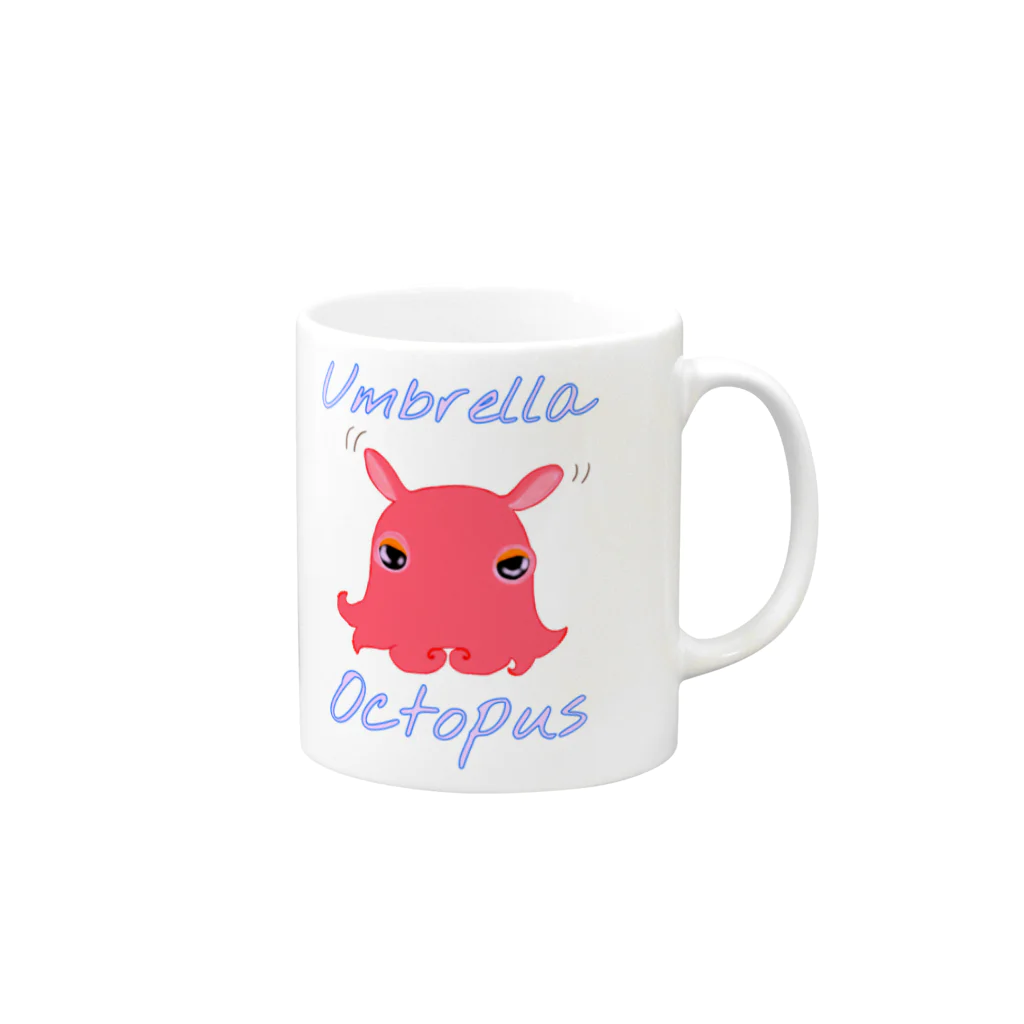 LalaHangeulのumbrella octopus(めんだこ) 英語バージョン② Mug :right side of the handle