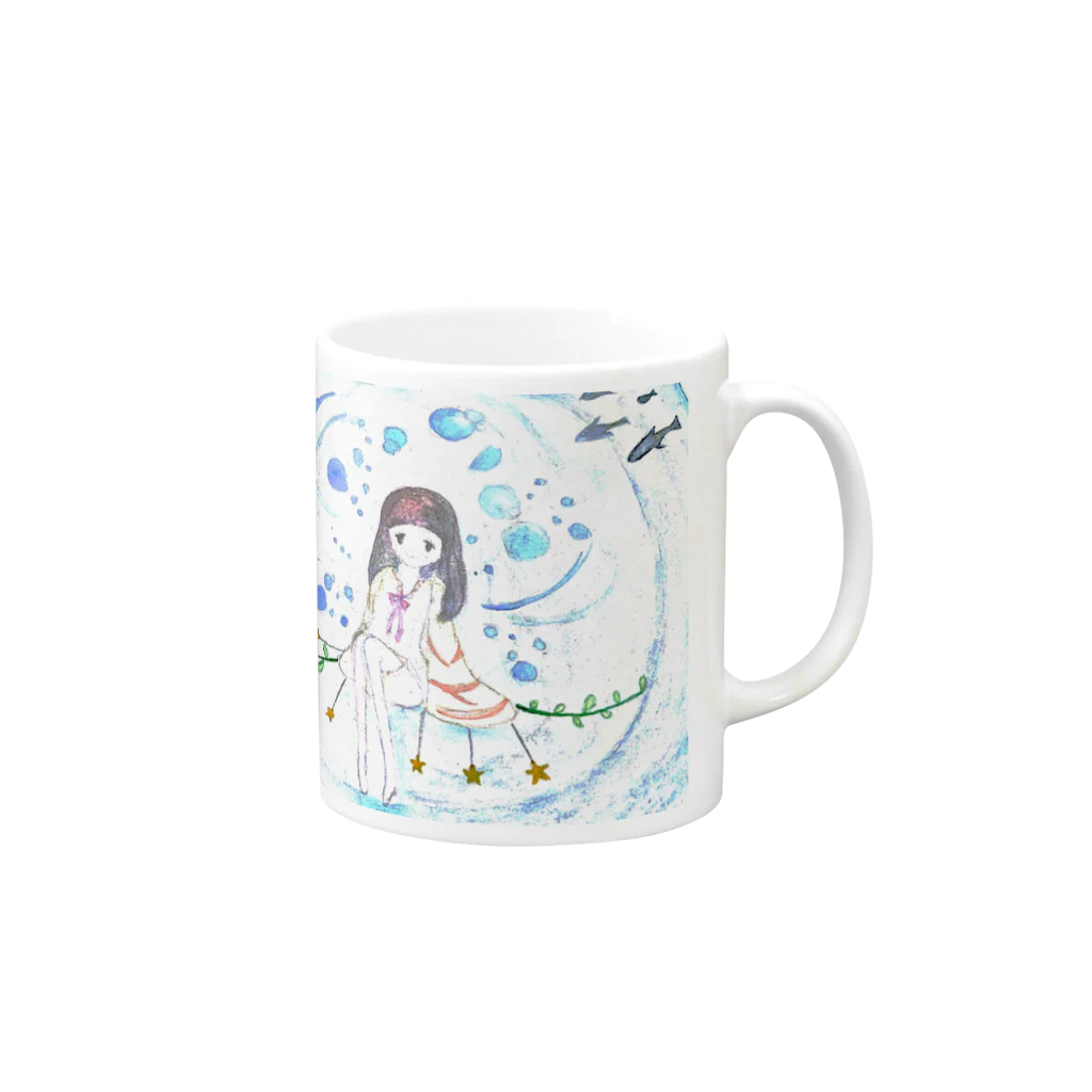 まっくろくろきち。の*水中少女* Mug :right side of the handle