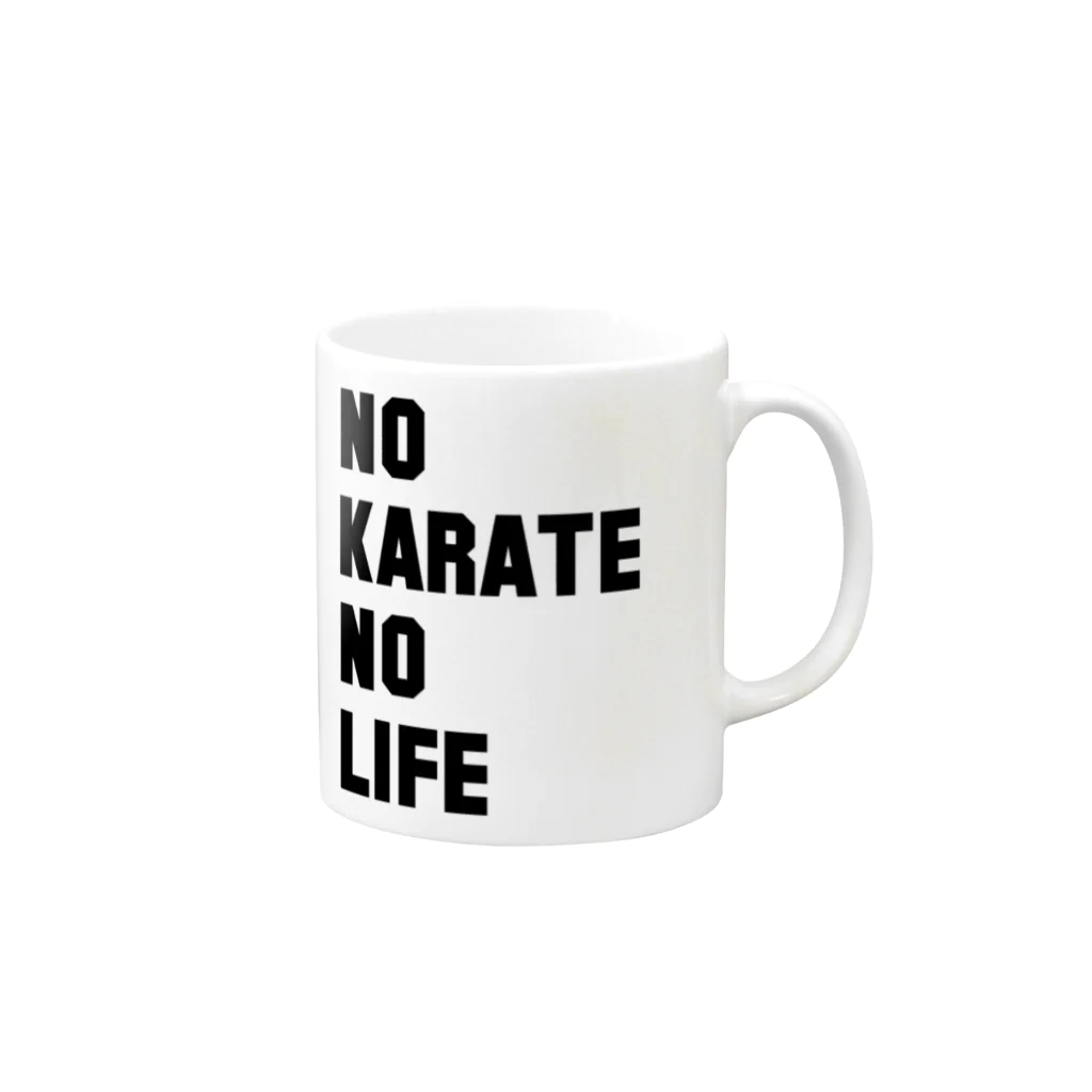 TSUKAMIYA(掴屋商店)のNO KARATE NO LIFE (ブラックフォント) マグカップの取っ手の右面