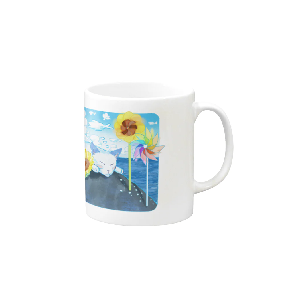 ahihoの夢見る海の猫ちゃん Mug :right side of the handle