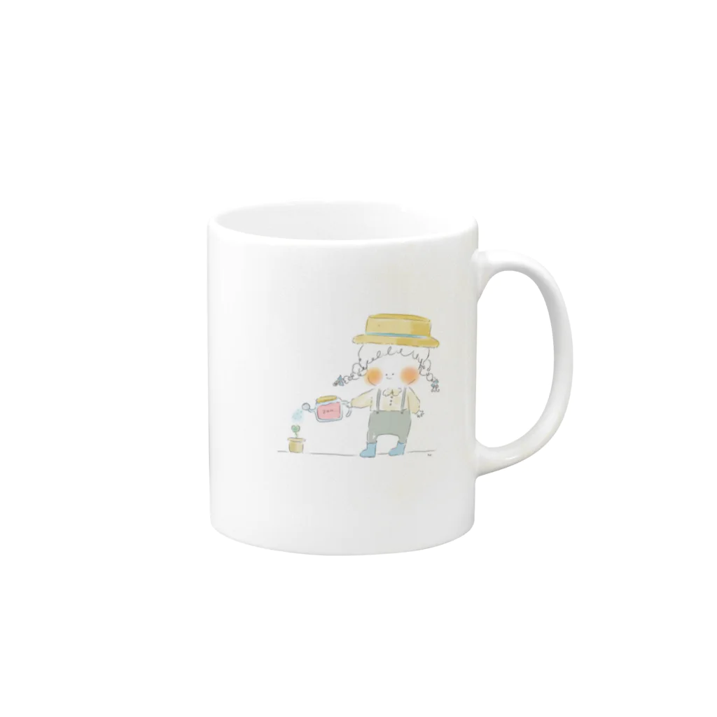 ふくまめさんの世界のたっぷり甘やかそう Mug :right side of the handle