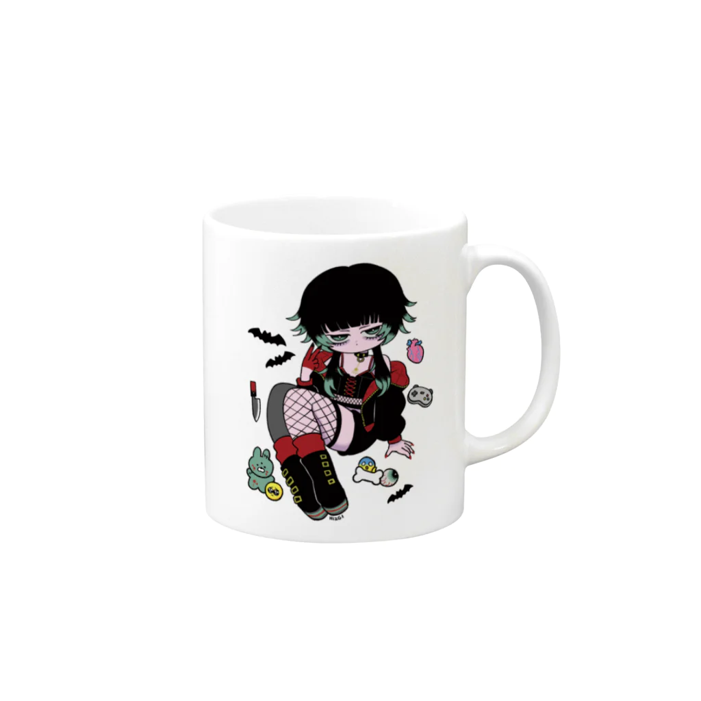 SCARY♰SCARYのHIZGIデザイン人生つみこ2周年記念マグカップ Mug :right side of the handle