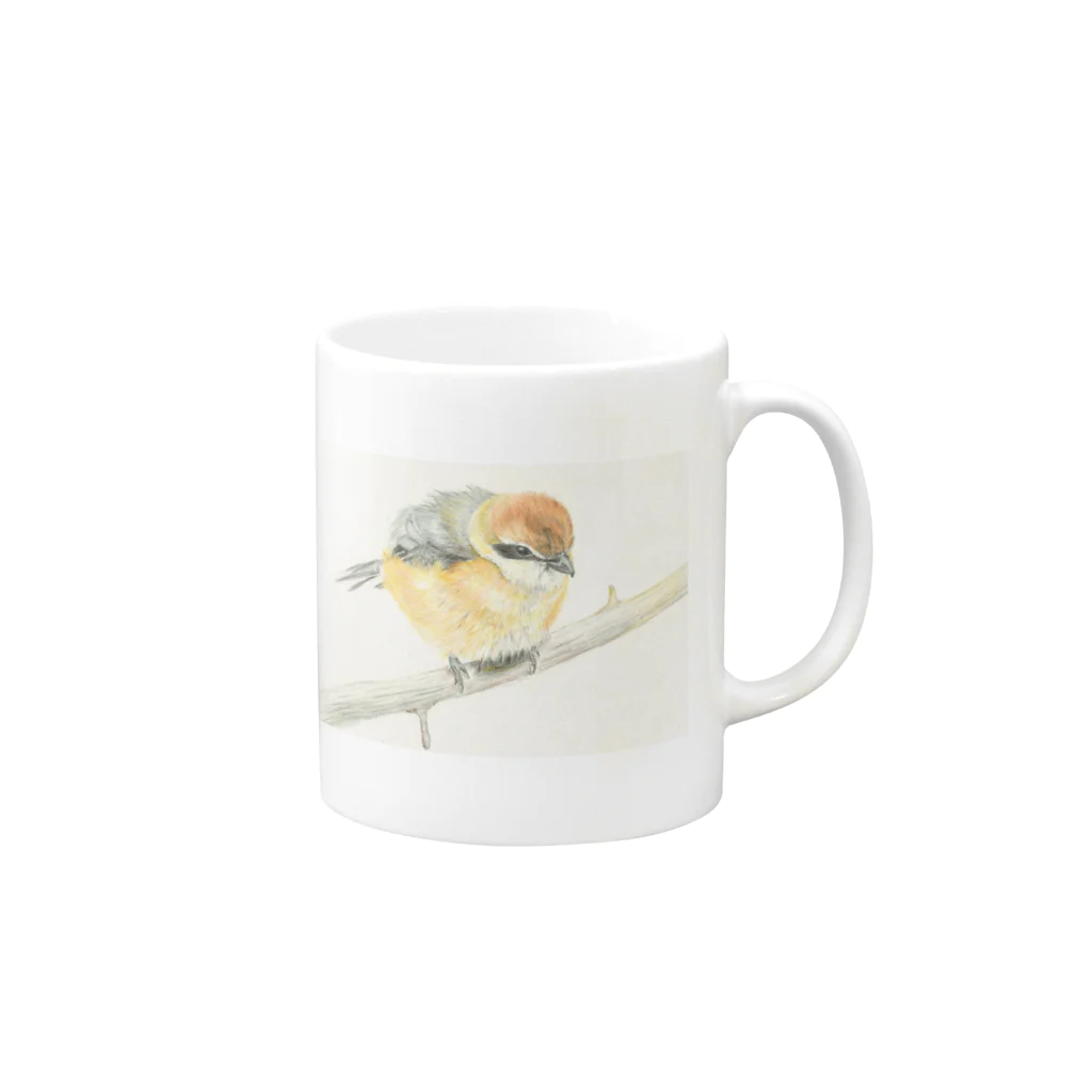 Birdbirdの小鳥　モズ Mug :right side of the handle