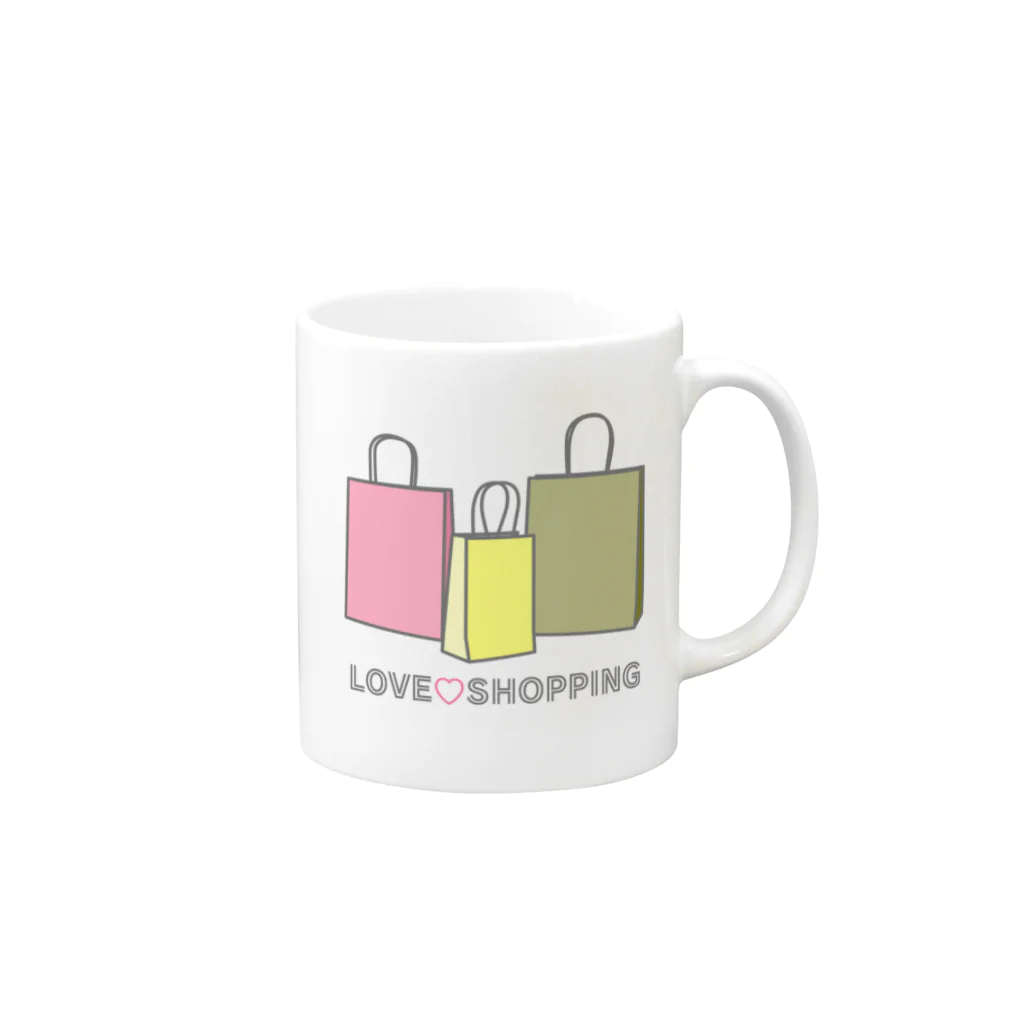 ヨープキャンが気になったの紙袋 LOVE SHOPPING Mug :right side of the handle