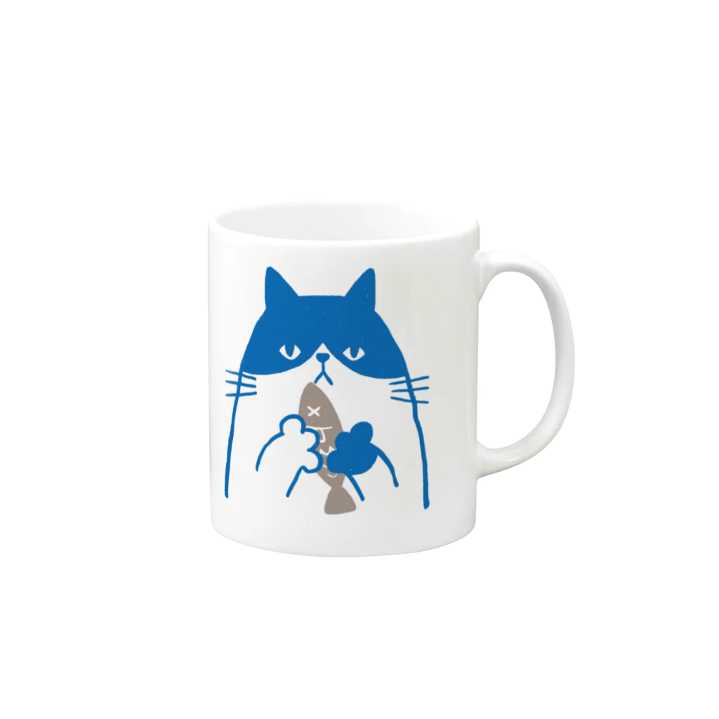 mincruの ねこ と さかな Mug :right side of the handle