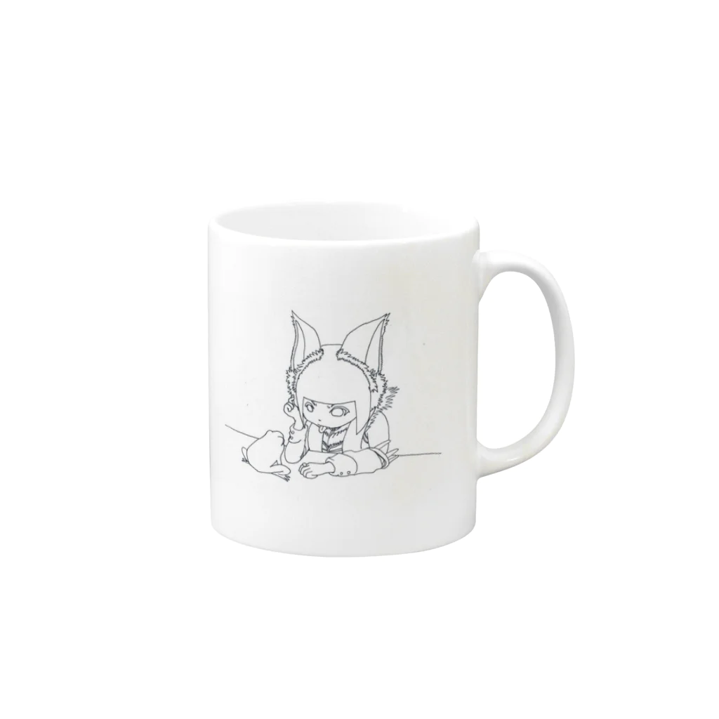 受付係みっちーのカエルvsみみでし Mug :right side of the handle