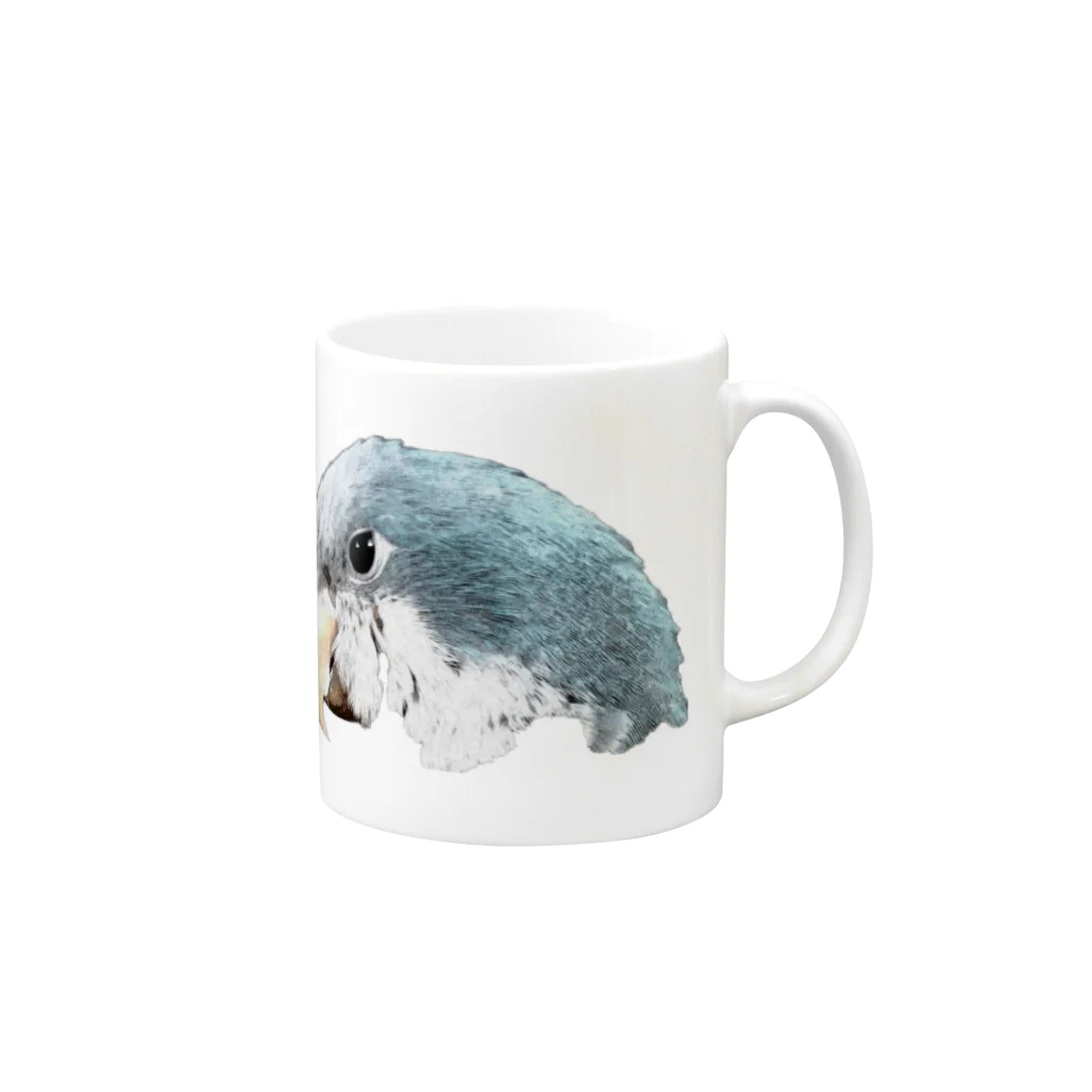 鳥鳥鳥(トリプル)の鳥鳥鳥 オキナインコ Mug :right side of the handle