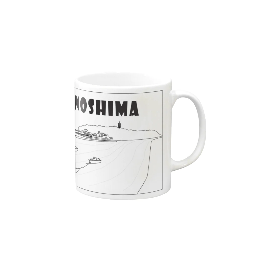 釣果係イラストshopのENOSHIMA-江の島 Mug :right side of the handle