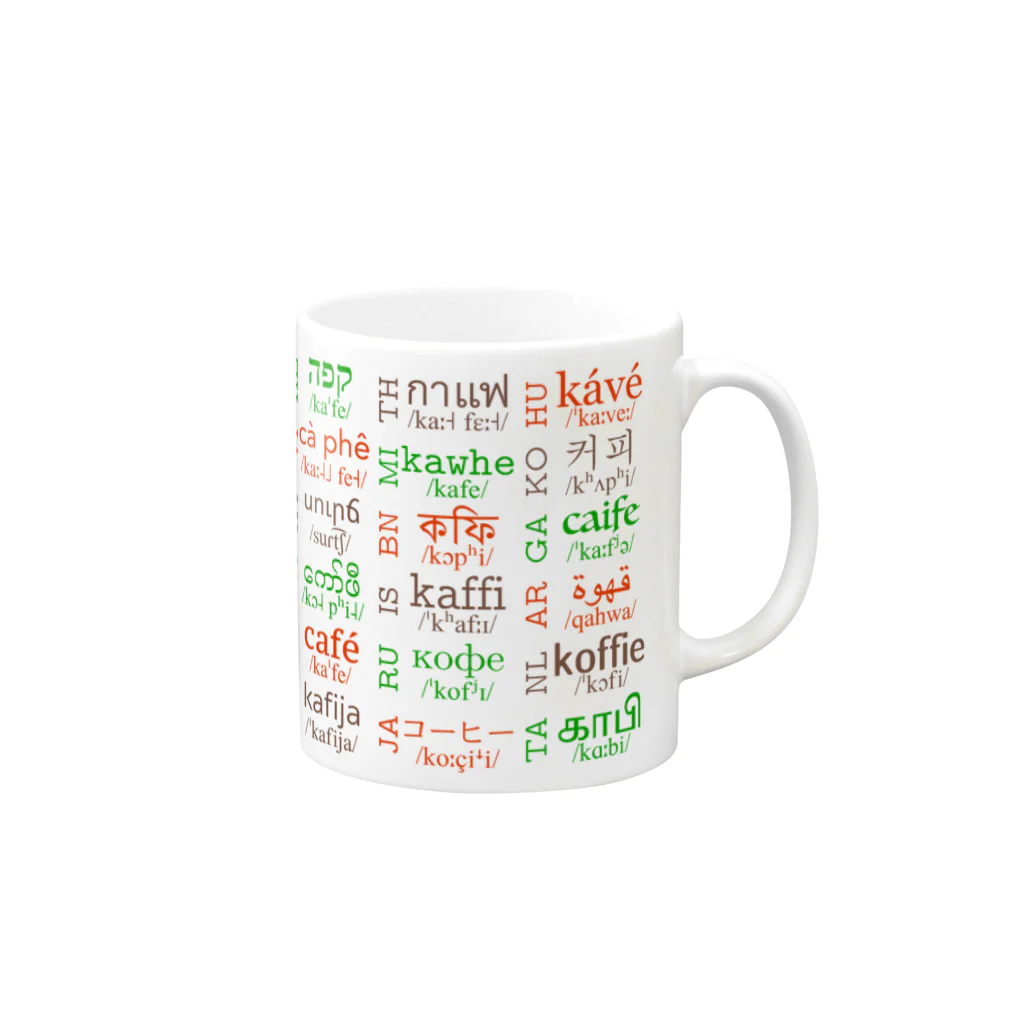 言語系グッズを作ってみるショップの多言語コーヒー Mug :right side of the handle