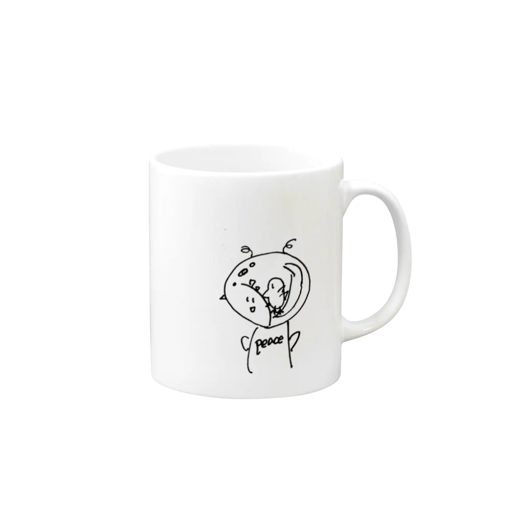 Renのへーわとり Mug :right side of the handle