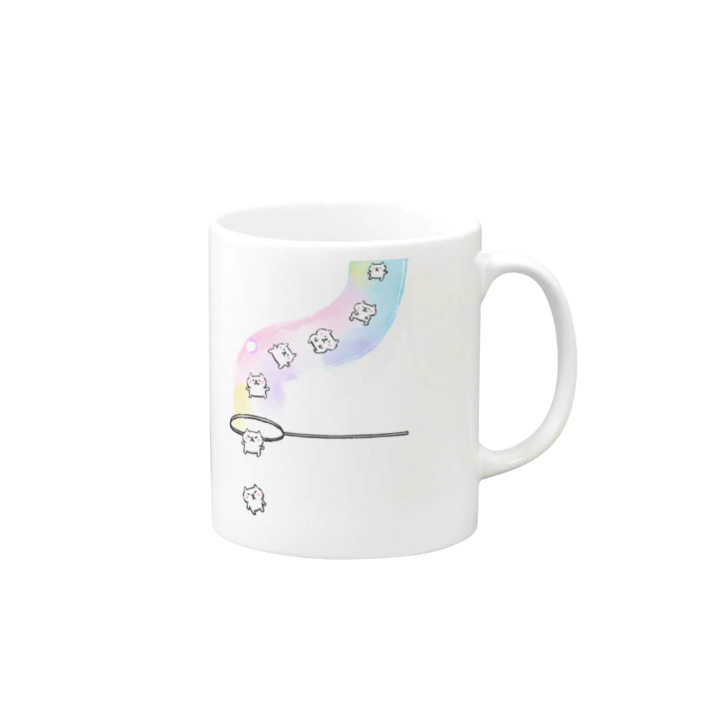 chocosshi shopのつらなりねこ Mug :right side of the handle