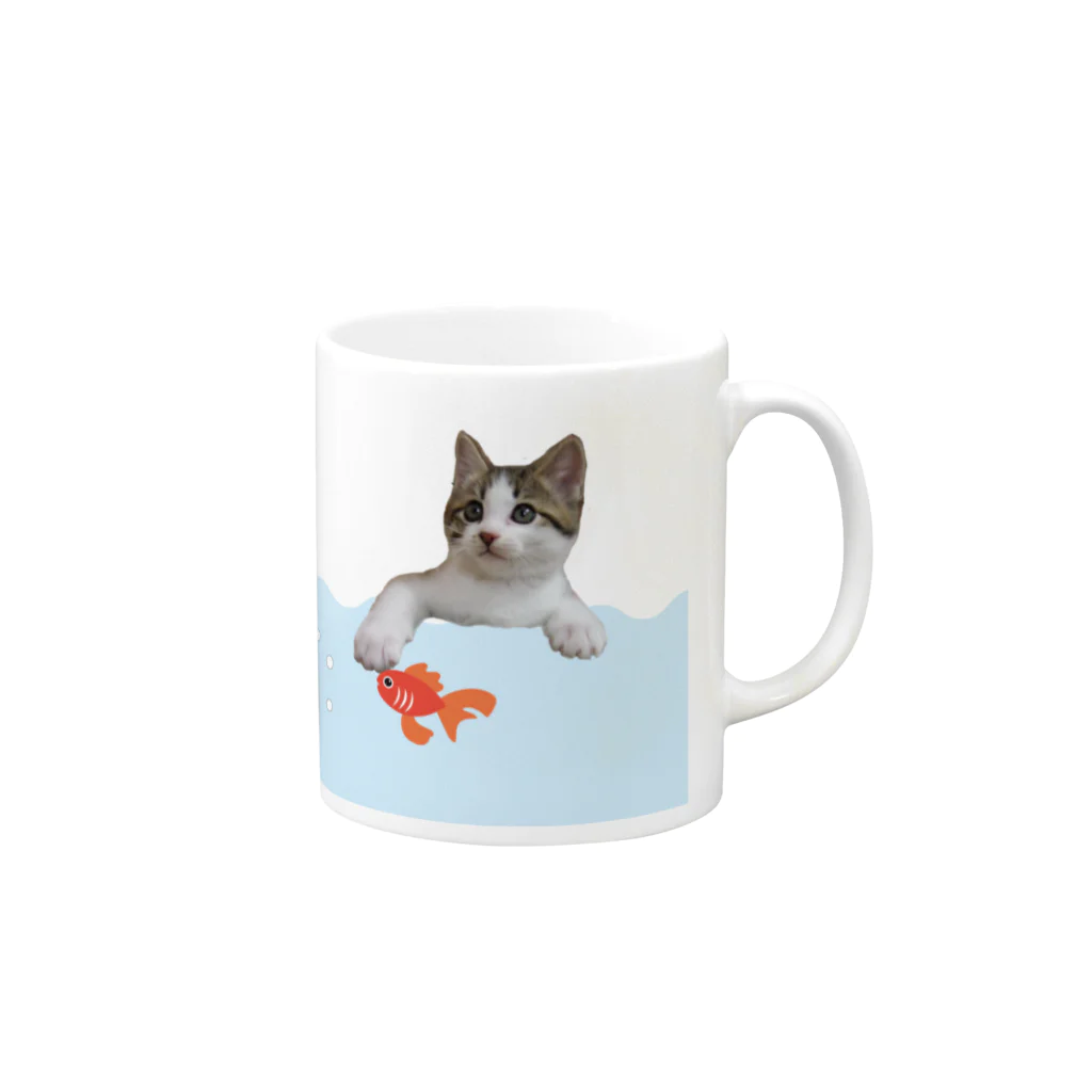 princess_marcheの金魚と猫マグカップ Mug :right side of the handle