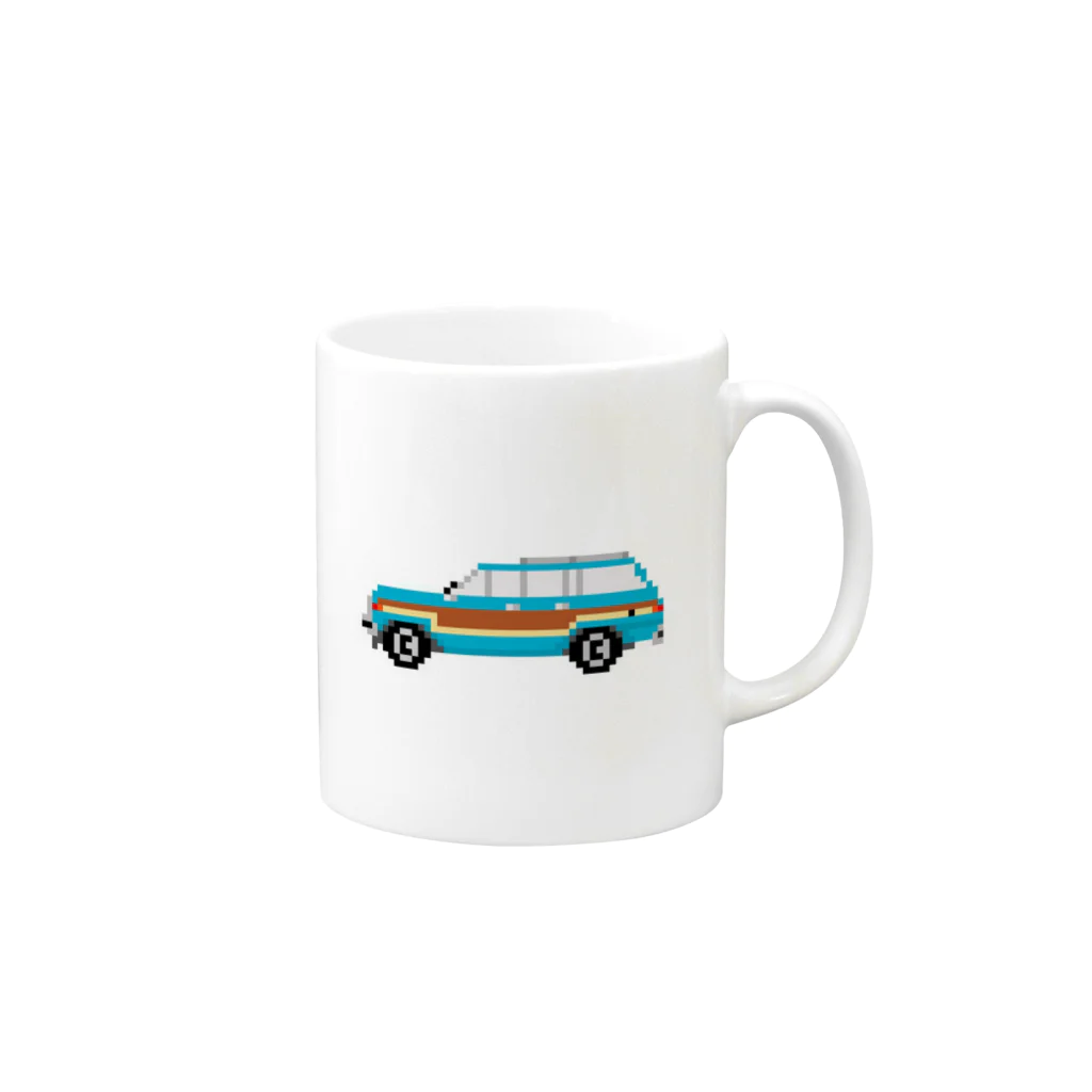 ふろあがり虫描きのアメリカンな車(ターコイズブルー) Mug :right side of the handle