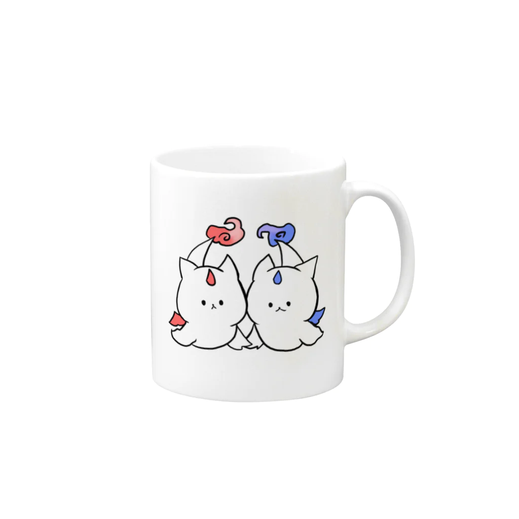 もかちのSHOPのねこどらごん Mug :right side of the handle