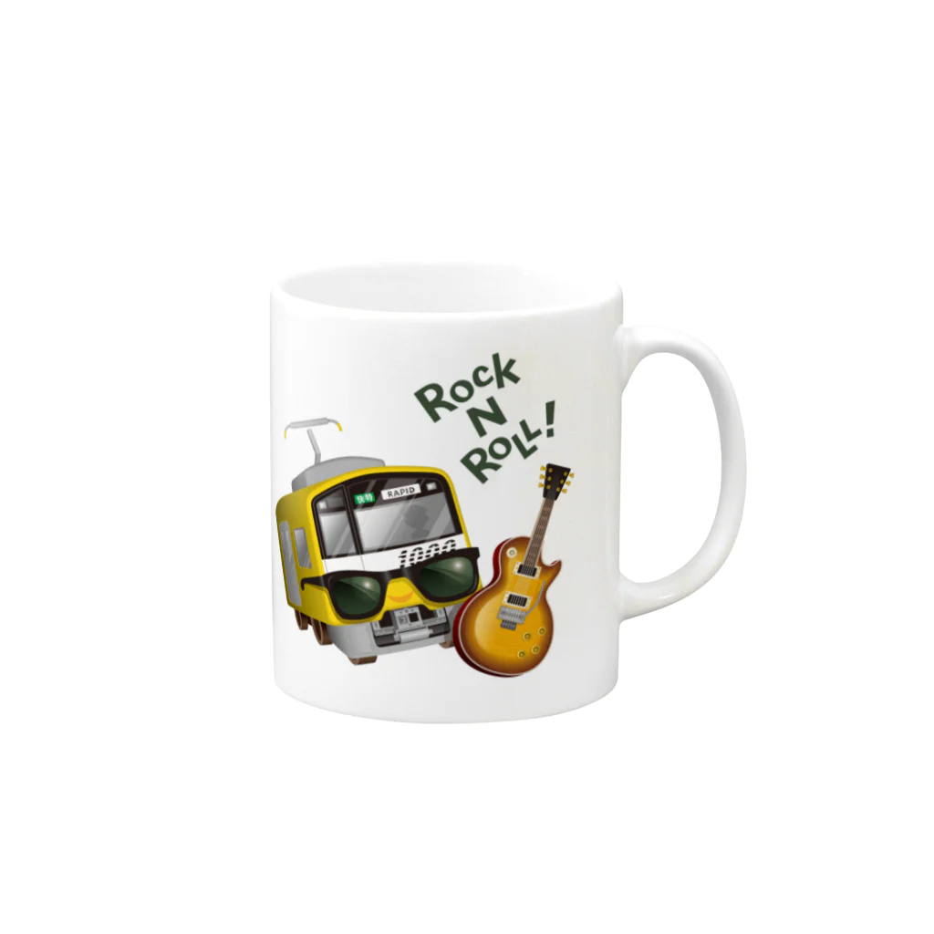 Train Kids! SOUVENIR SHOPの黄色い電車 「 音楽大好き ! 」 Mug :right side of the handle