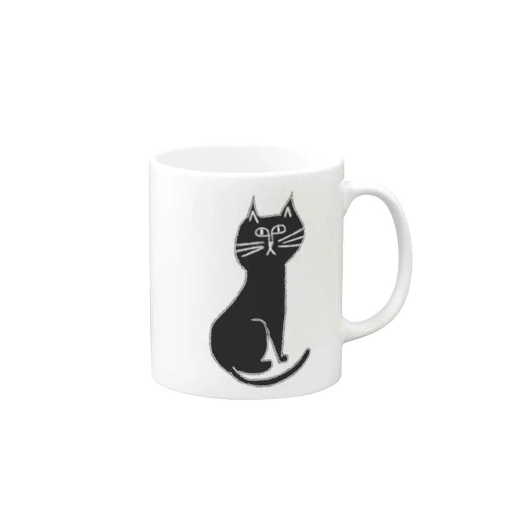 小鳥と映画館の黒猫 Mug :right side of the handle