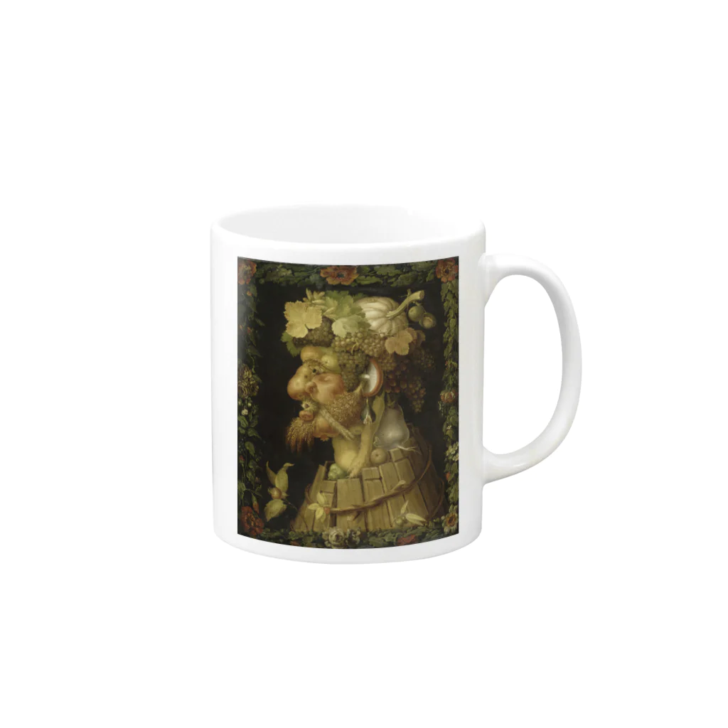 世界の絵画アートグッズのジュゼッペ・アルチンボルド 《秋》 マグカップの取っ手の右面