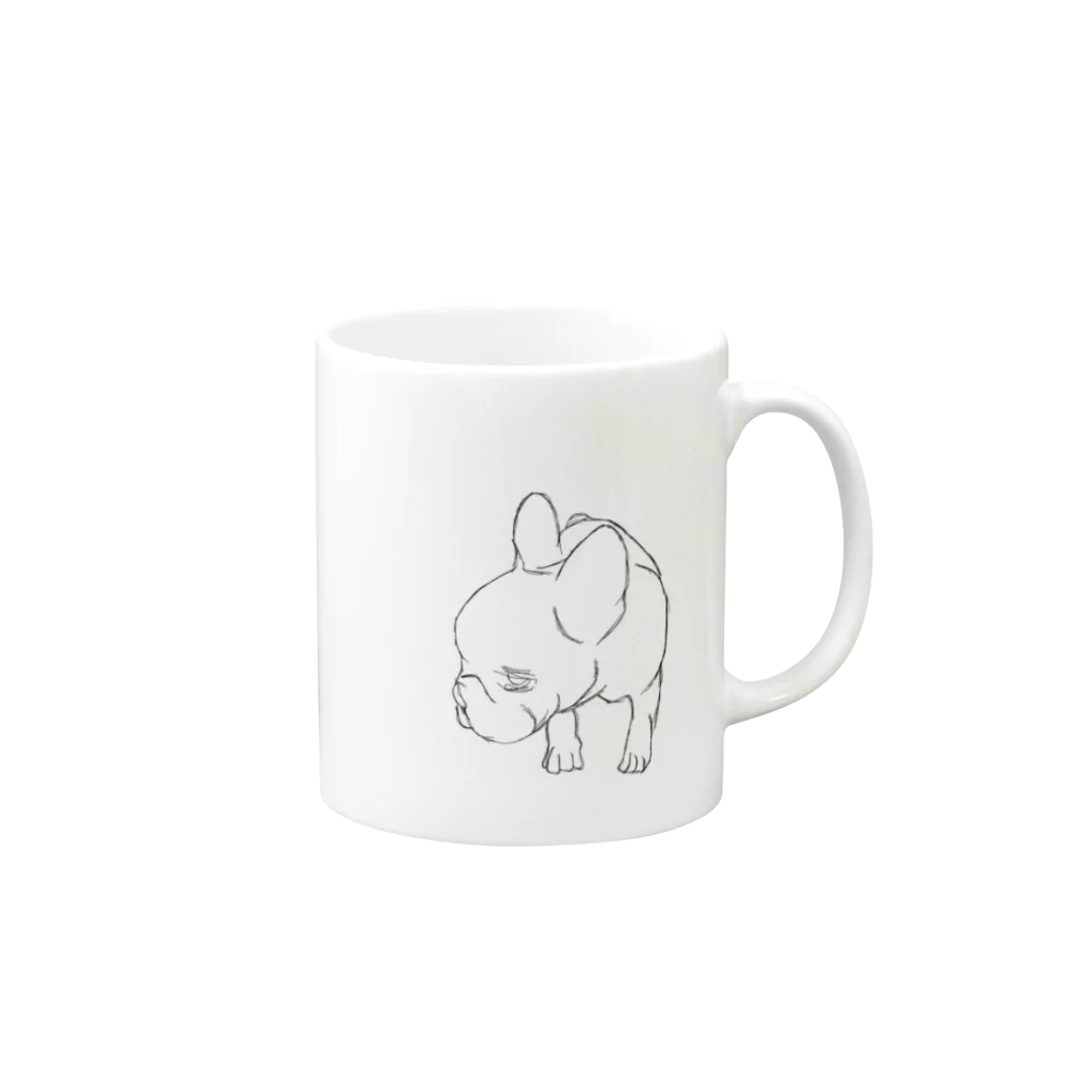 フレブルカフェ・アンサンブルのフレンチブルドック Mug :right side of the handle