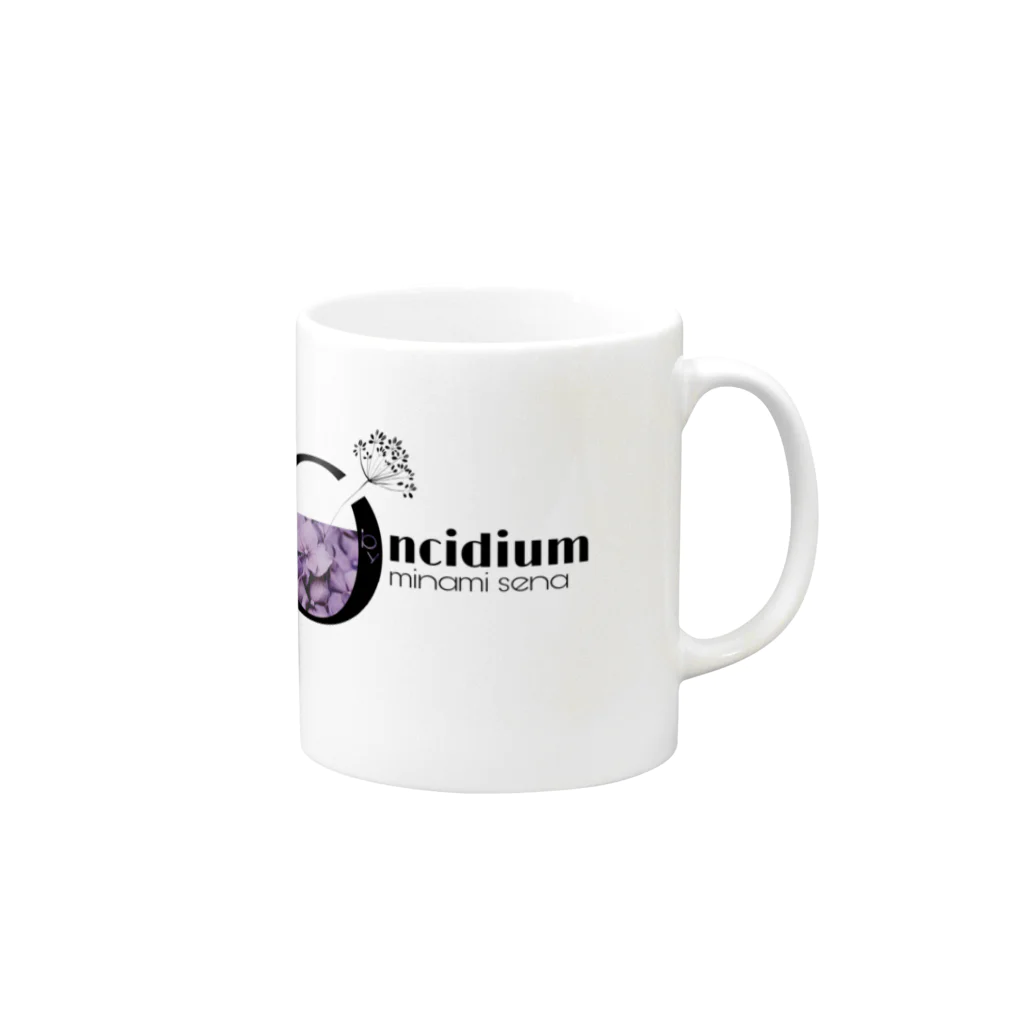 Oncidium  by minamisenaのLOGO 紫陽花 マグカップの取っ手の右面