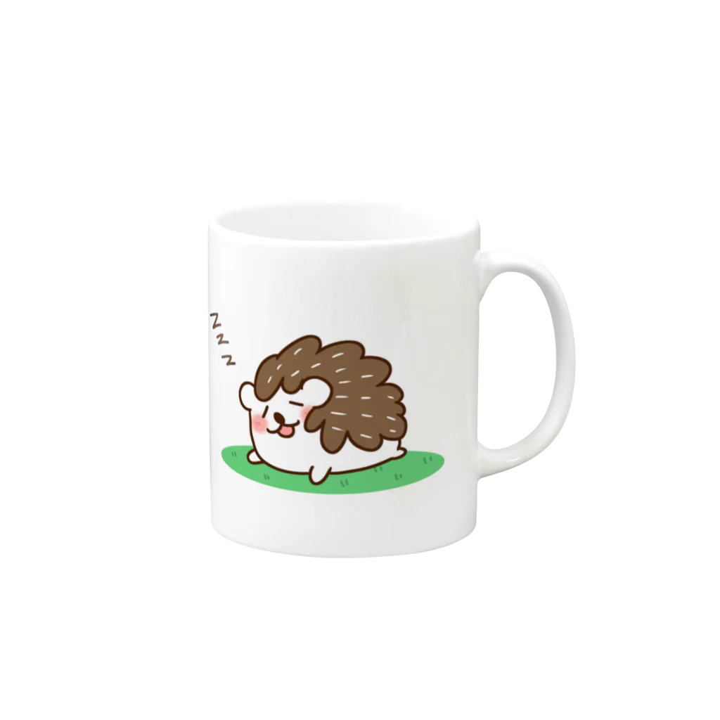 ユイのハリネズミのハーリィーちゃん　おやすみ Mug :right side of the handle