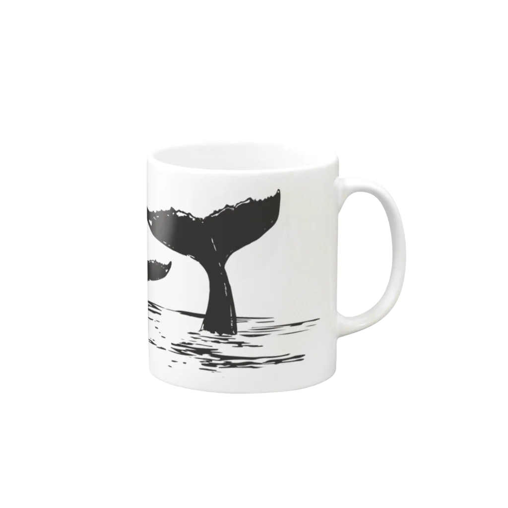 海の仲間たちオフィシャルSTOREのクジラの家族～Whale Family Mug :right side of the handle