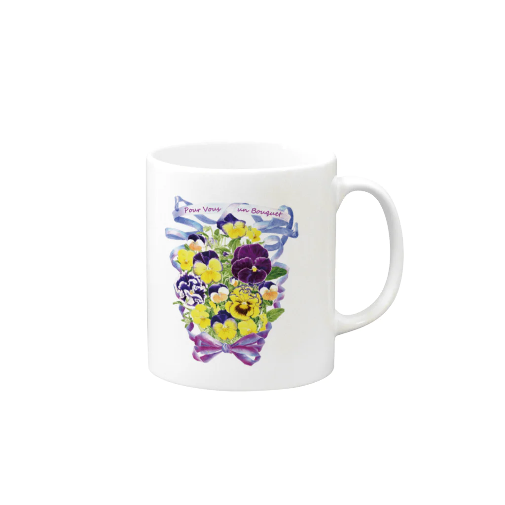 botanical_art_salonの花束を君に　ボタニカルアート　花柄　マグカップ Mug :right side of the handle