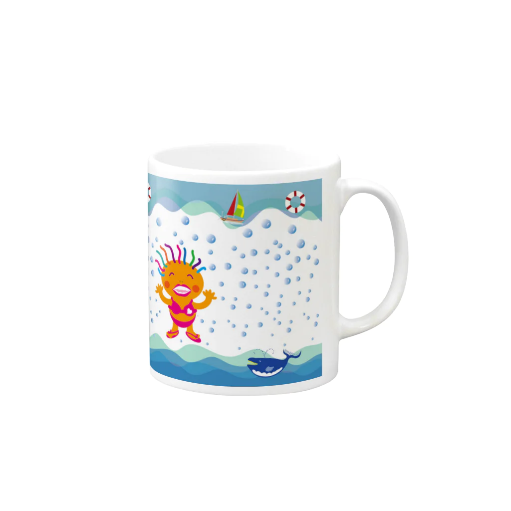 ジルトチッチのデザインボックスのマリンでバブリーなクレコちゃん Mug :right side of the handle