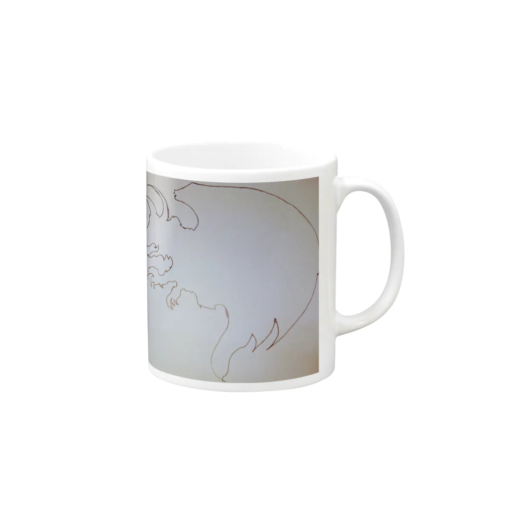 加糖みちるのショップのシルエットドラゴン Mug :right side of the handle