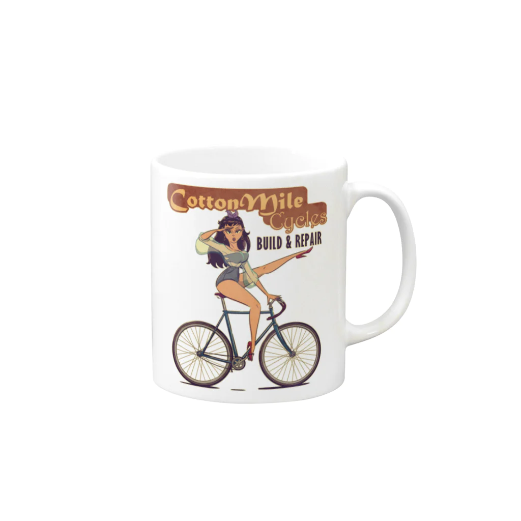 nidan-illustrationの"Cotton Mile Cycles" Mug :right side of the handle