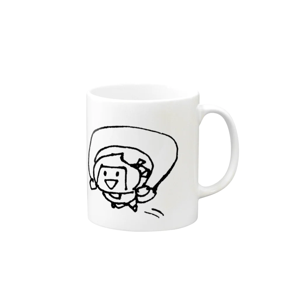 てがきですの屋さんの忍者 風呂敷で飛ぶ！ 丸さん Mug :right side of the handle