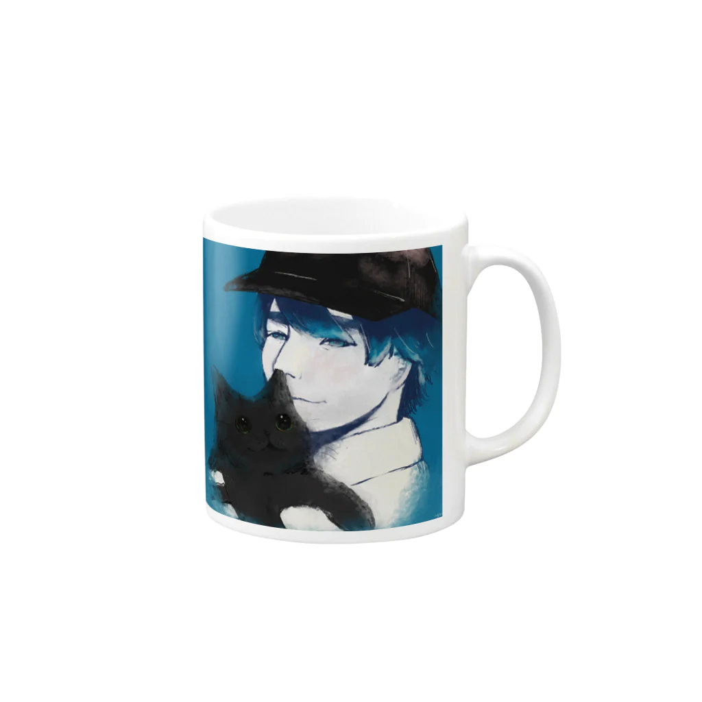 アモラボの男の子のイラスト Mug :right side of the handle