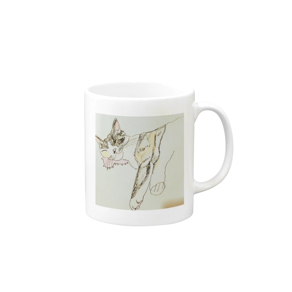 mydaringistabbycat  ダーリンはとらねこ　のねてるみのり Mug :right side of the handle