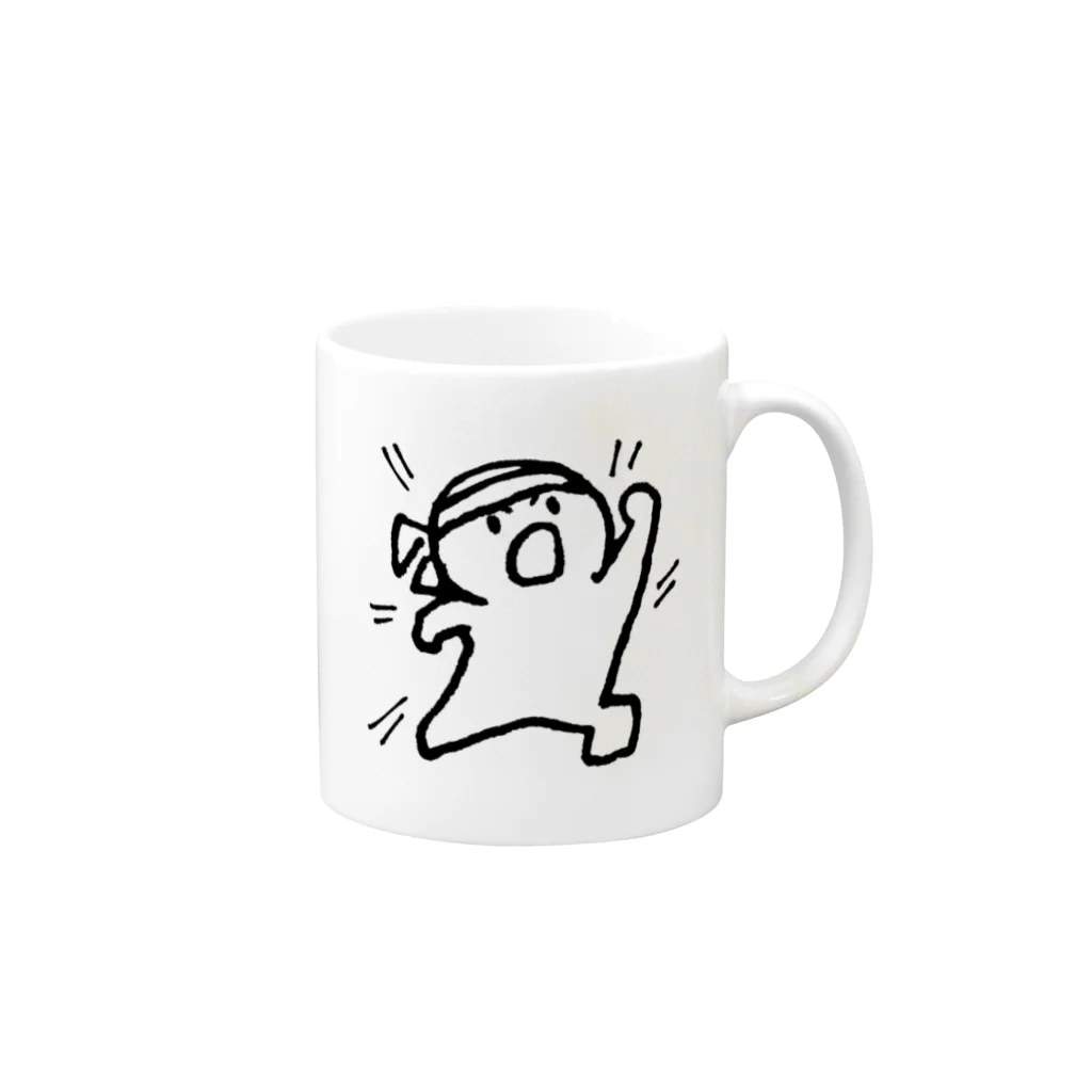 てがきですの屋さんのはちまきガッツポーズ！ 丸さん Mug :right side of the handle