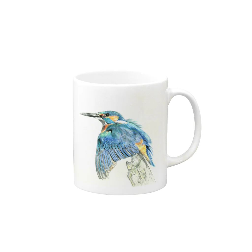 Birdbirdの小鳥　カワセミ Mug :right side of the handle