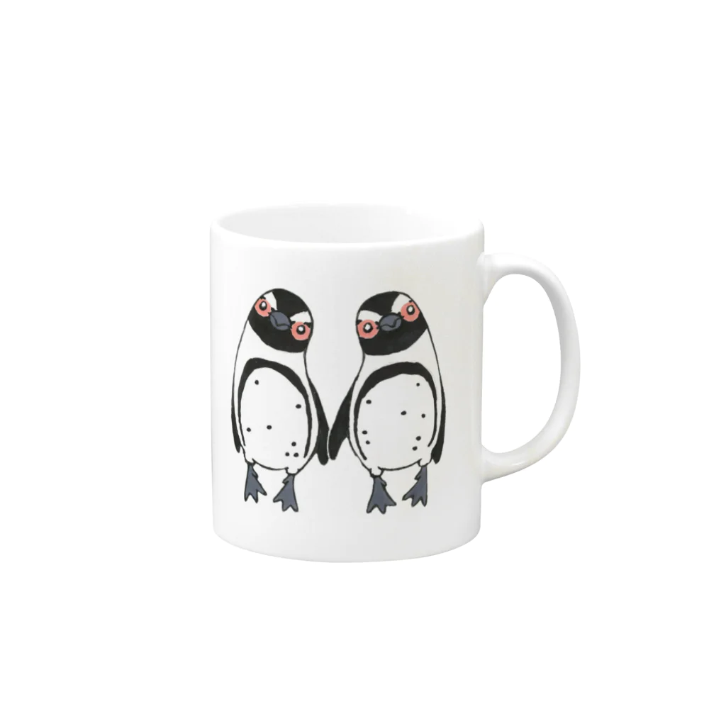 penguininkoの手繋ぎケープペンギンのカップル🐧❤️🐧 Mug :right side of the handle