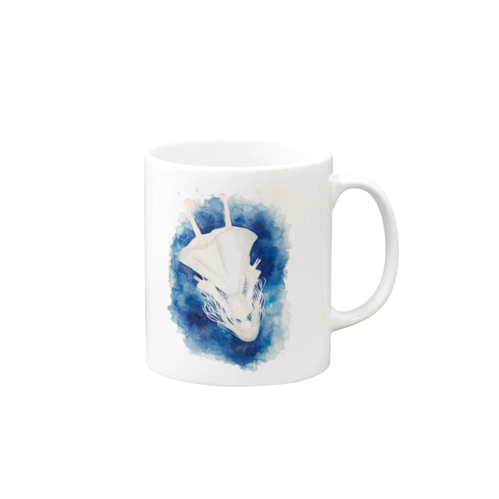 Tender blueの青に染まる Mug :right side of the handle